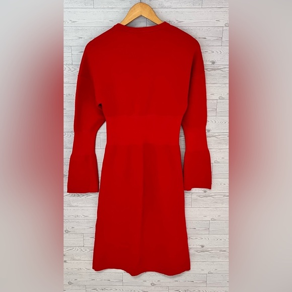 Tibi Women's Merino Wool Long Sleeve Knit Midi Dress Size XS Red - Picture 6 of 8